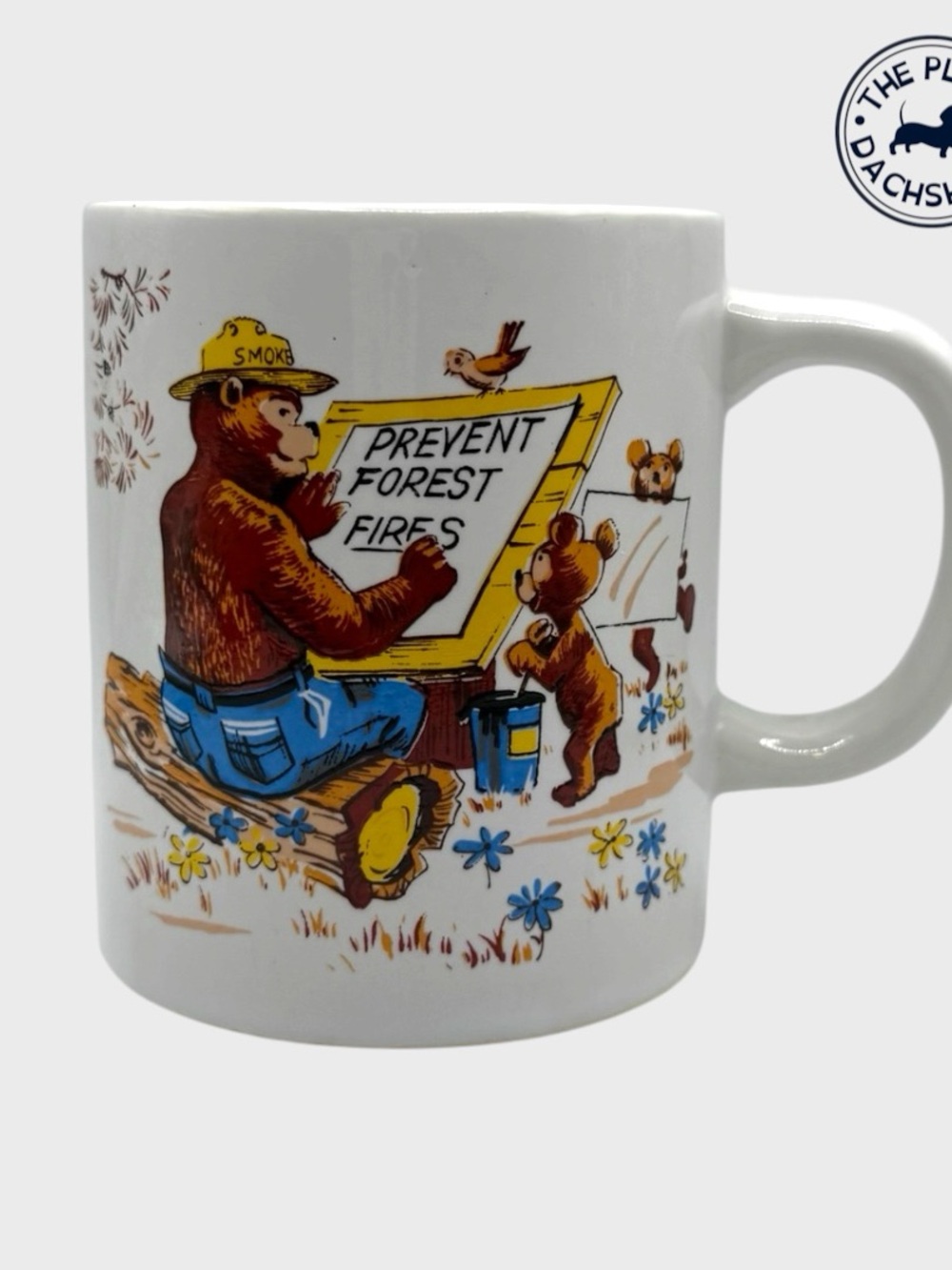 Vintage Ceramic 'Prevent Forest Fires' Bear Mug
